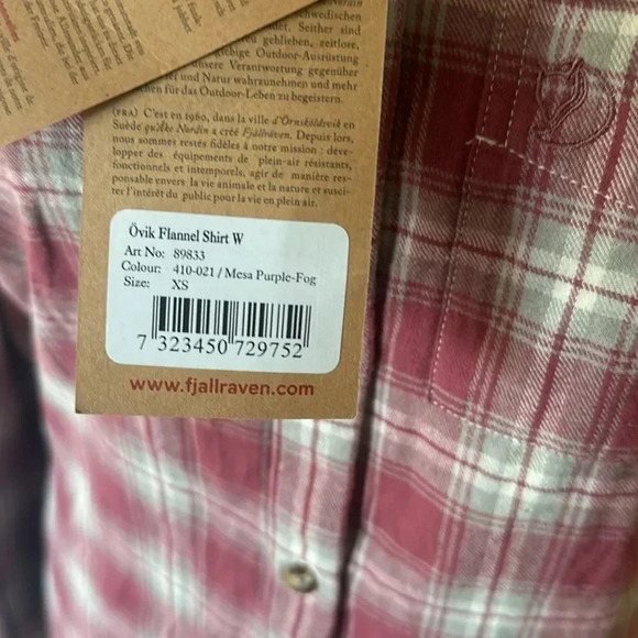 Fjallraven sz XS Ovik Flannel Shirt mesa purple (dusty red) plaid NWT New cond - Picture 4 of 9